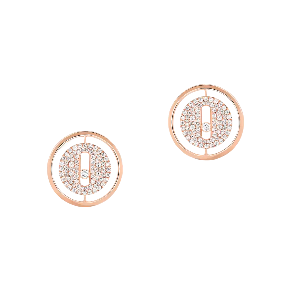 Puces Pavées Lucky Move Boucles d'oreilles Diamant Or Rose