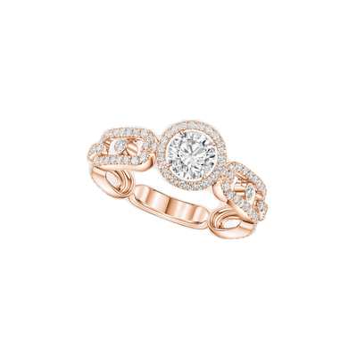 Pink Gold Diamond Ring Move Link Solitaire 0.50ct