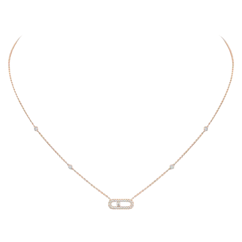Move Uno Pavé Collier Diamant Or Rose