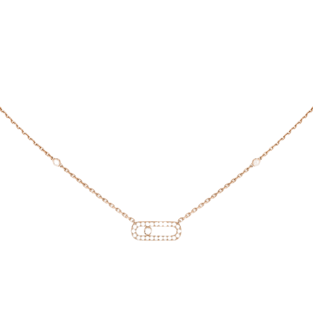 Collier Diamant Or Rose Move Uno Pavé