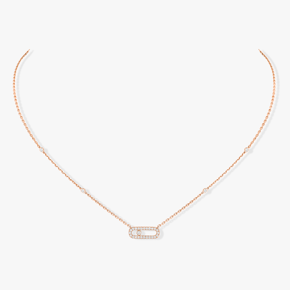 Collier Diamant Or Rose Move Uno Pavé