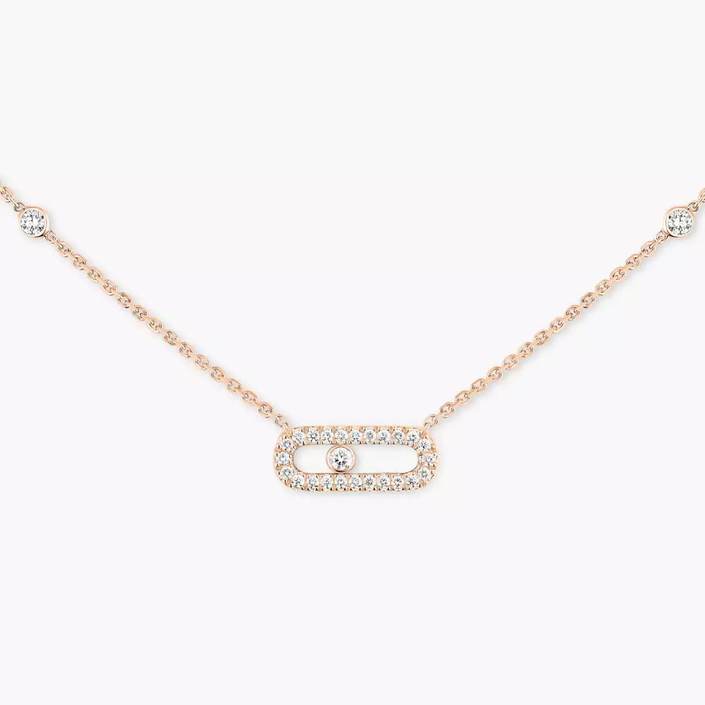 Move Uno Pavé Pink Gold Diamond Necklace