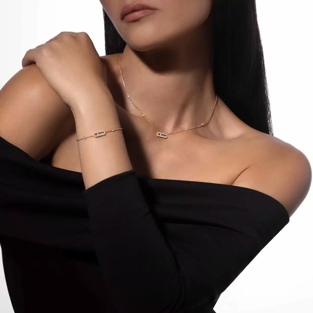 Collier pavé Move Uno Collier Diamant Or Rose