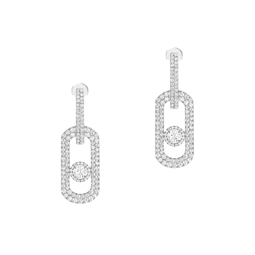 Pendantes So Move XL Pavées Boucles d'oreilles Diamant Or Blanc