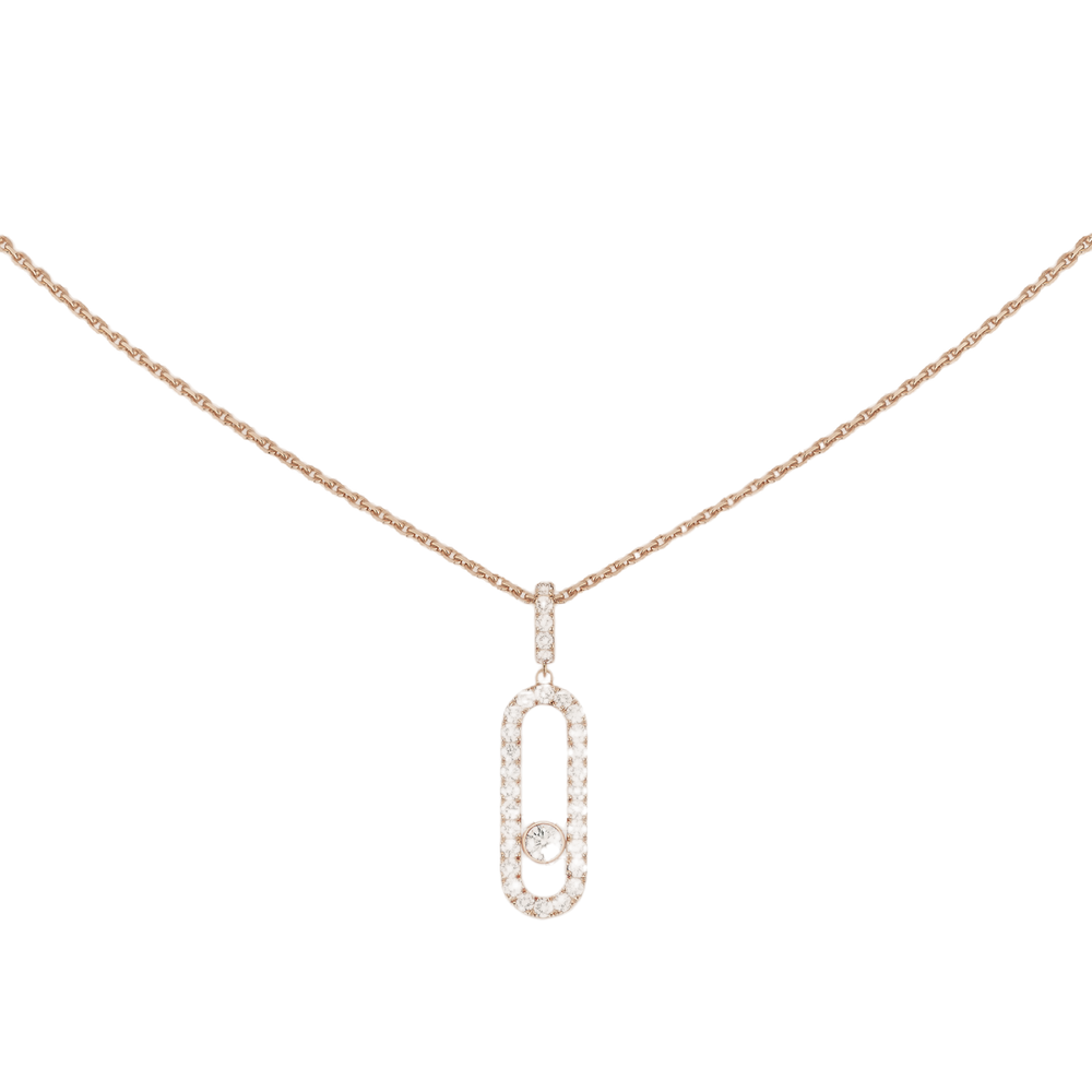 Move Uno Pavé LM Pink Gold Diamond Necklace