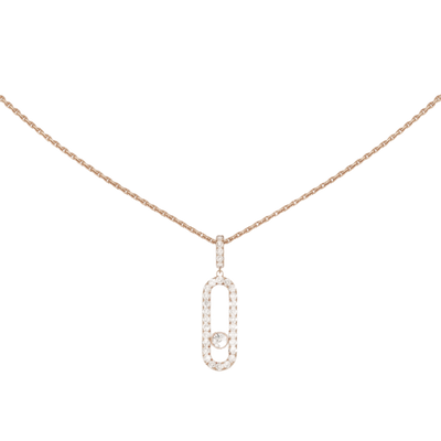 Move Uno Pavé LM Pink Gold Diamond Necklace