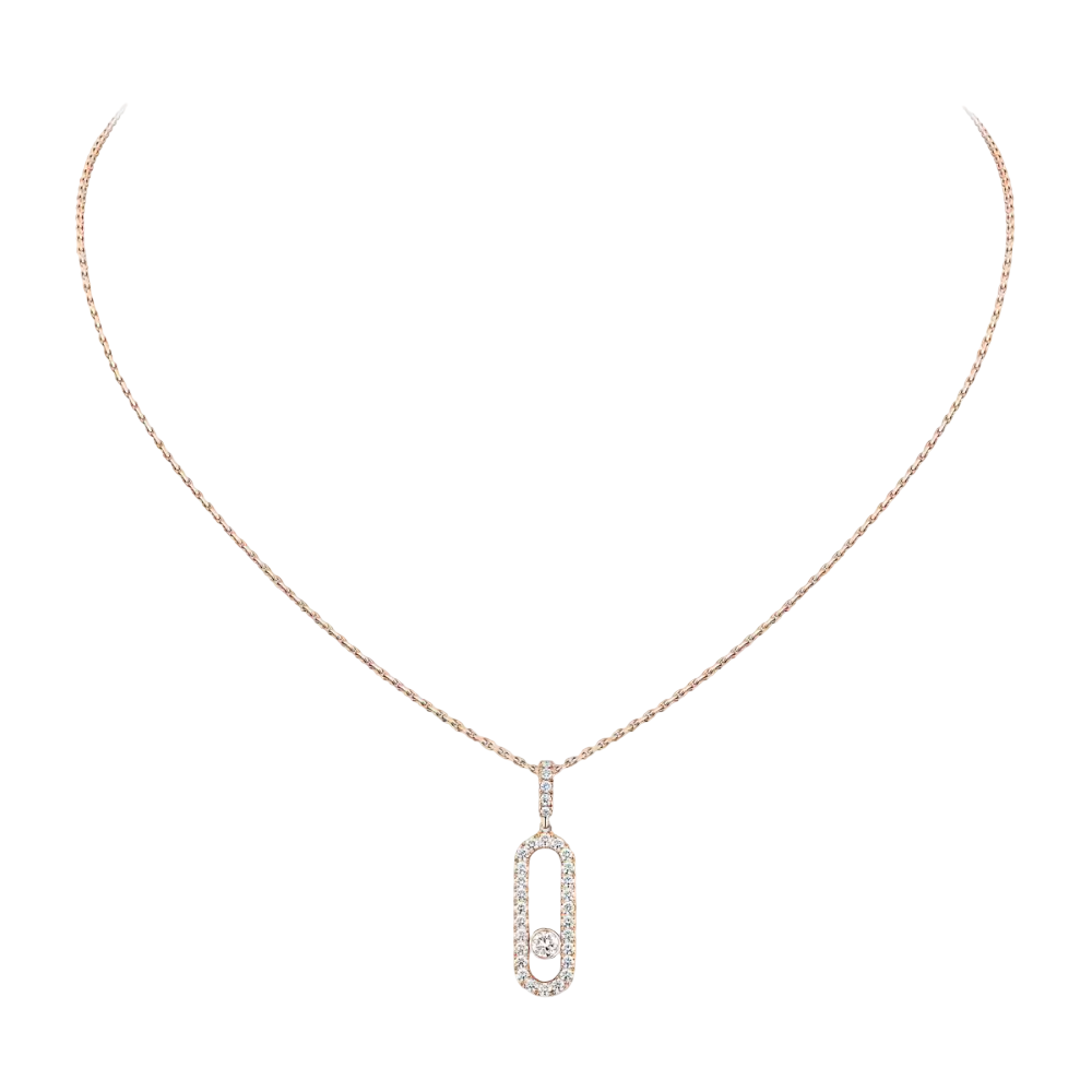 Move Uno Pavé LM Pink Gold Diamond Necklace