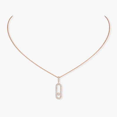 Move Uno Pavé LM Pink Gold Diamond Necklace