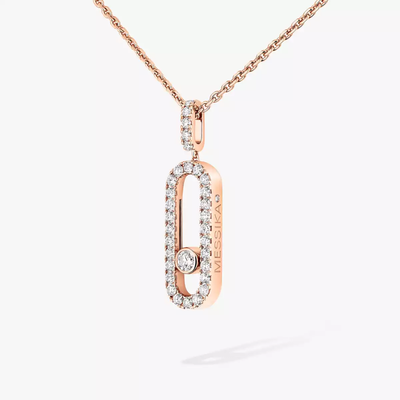 Move Uno Pavé LM Pink Gold Diamond Necklace
