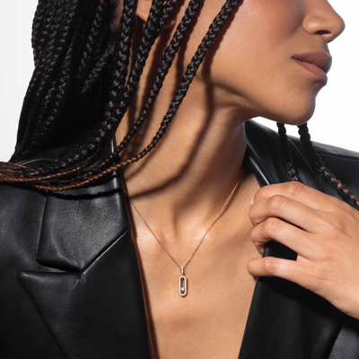 Move Uno Pavé LM Pink Gold Diamond Necklace