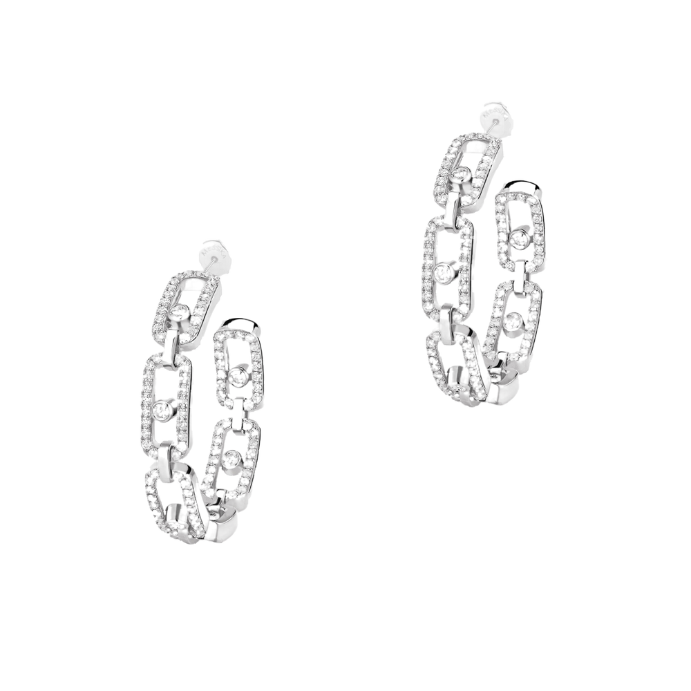 Boucles d'oreilles Diamant Or Blanc Créoles Move Link PM