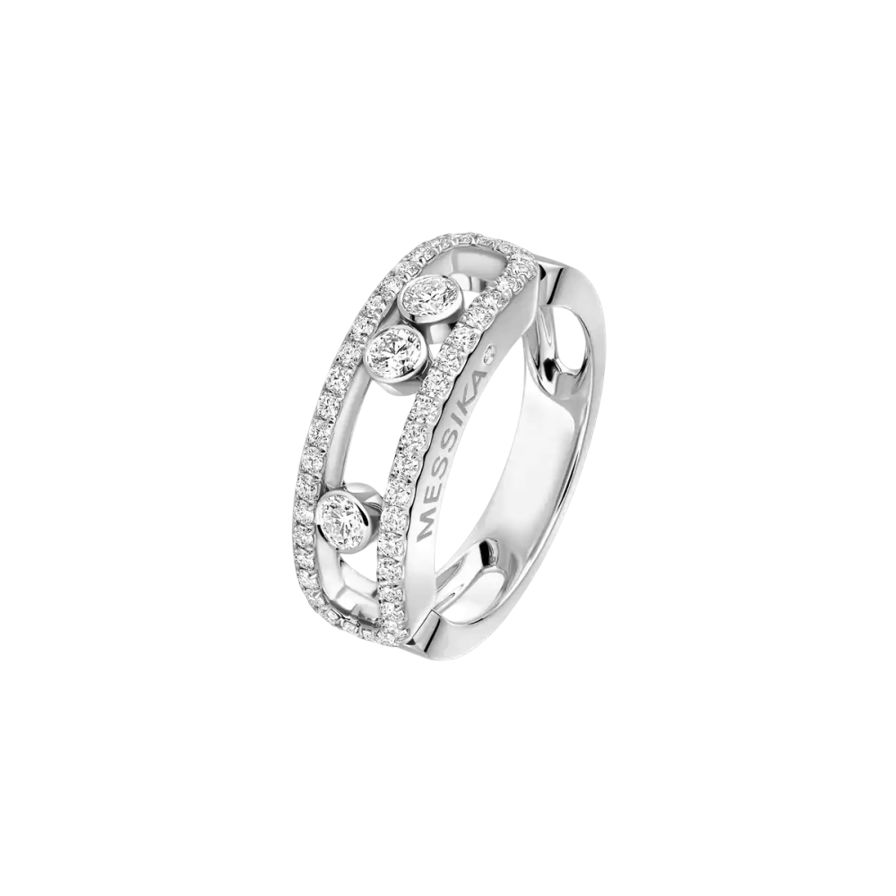 Move Classique Pavée Bague Diamant Or Blanc