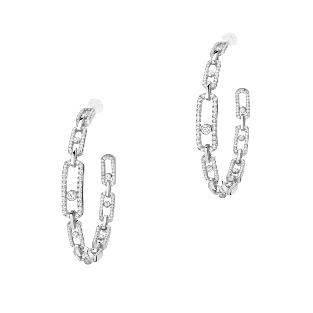 Créoles Move Link MM Boucles d'oreilles Diamant Or Blanc