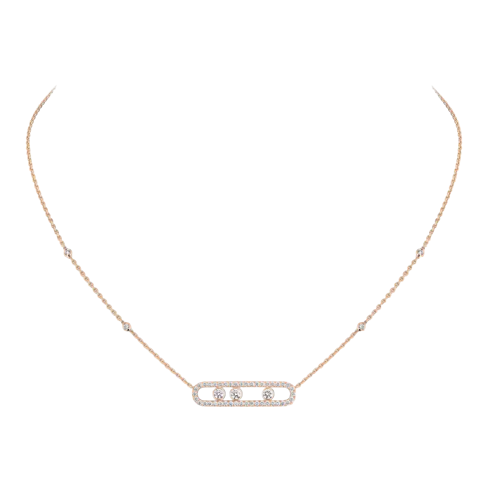 Move Pavé Pink Gold Diamond Necklace
