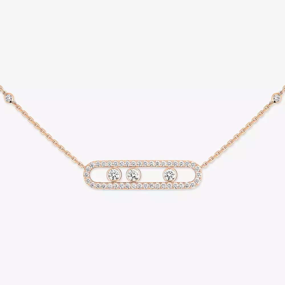 Move Pavé Pink Gold Diamond Necklace