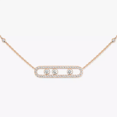 Move Pavé Pink Gold Diamond Necklace