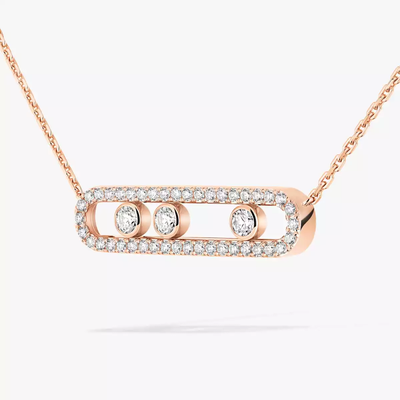 Move Pavé Collier Diamant Or Rose
