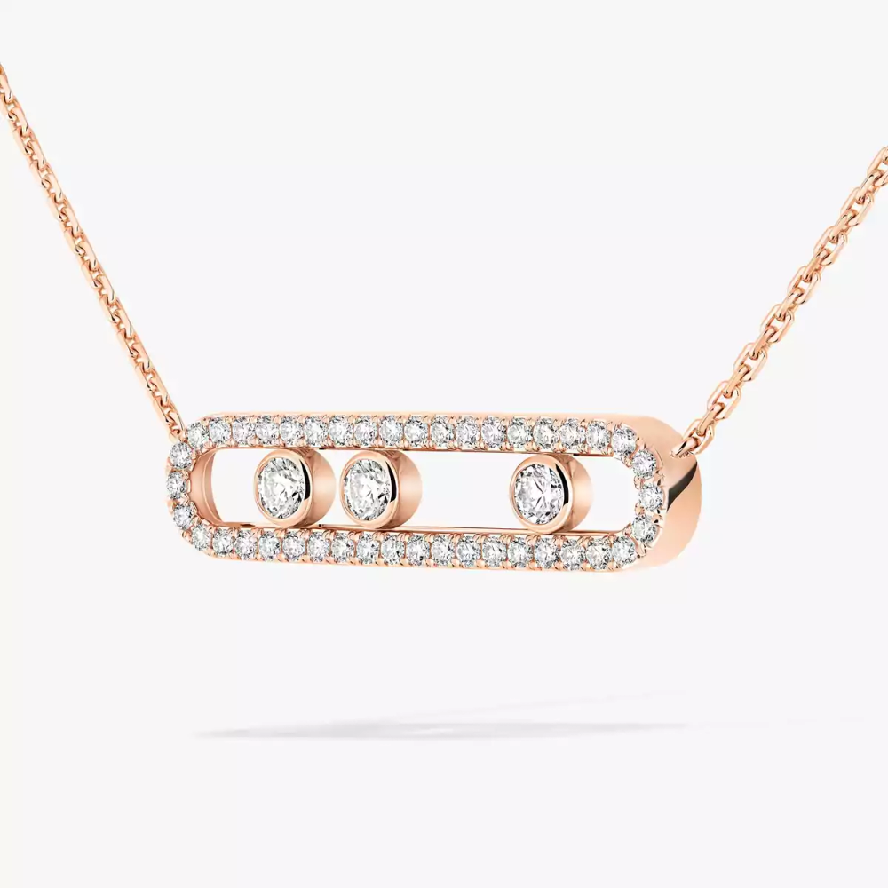 Move Pavé Pink Gold Diamond Necklace