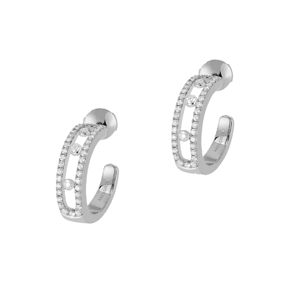 Move Pavé Hoop White Gold Diamond Earrings