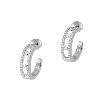 Move Pavé Hoop White Gold Diamond Earrings
