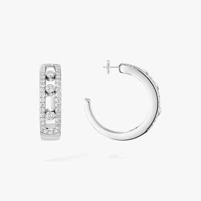 Créoles Move Pavées Boucles d'oreilles Diamant Or Blanc