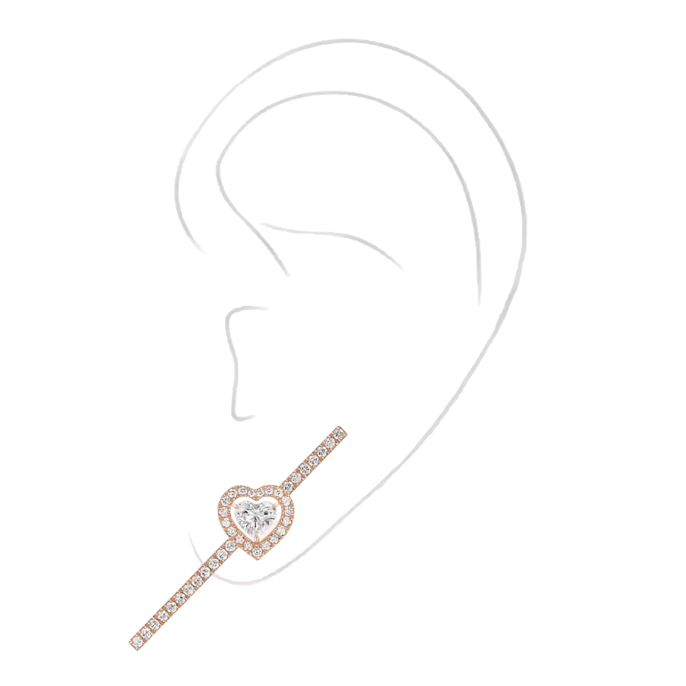 Mono Boucle d'Oreille Joy diamant cœur pavée 0,15ct Boucles d'oreilles Diamant Or Rose
