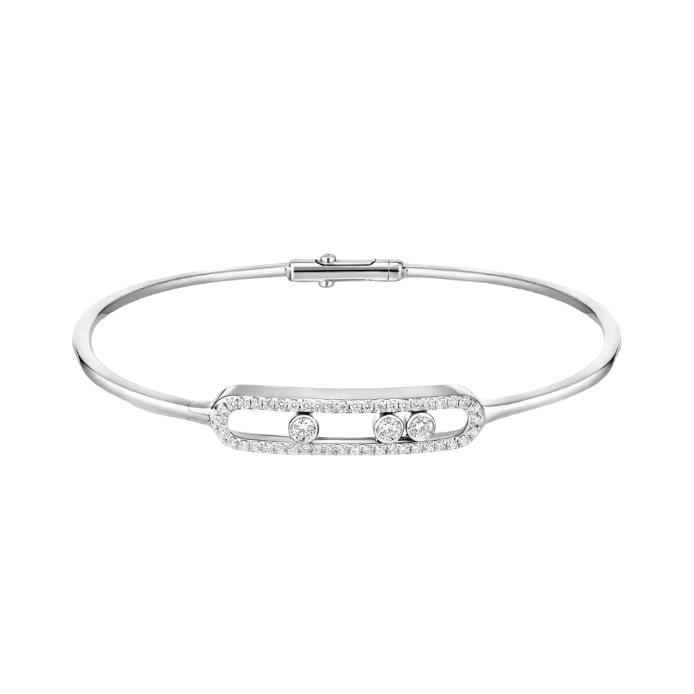 Jonc Move Pavé Bracelet Diamant Or Blanc