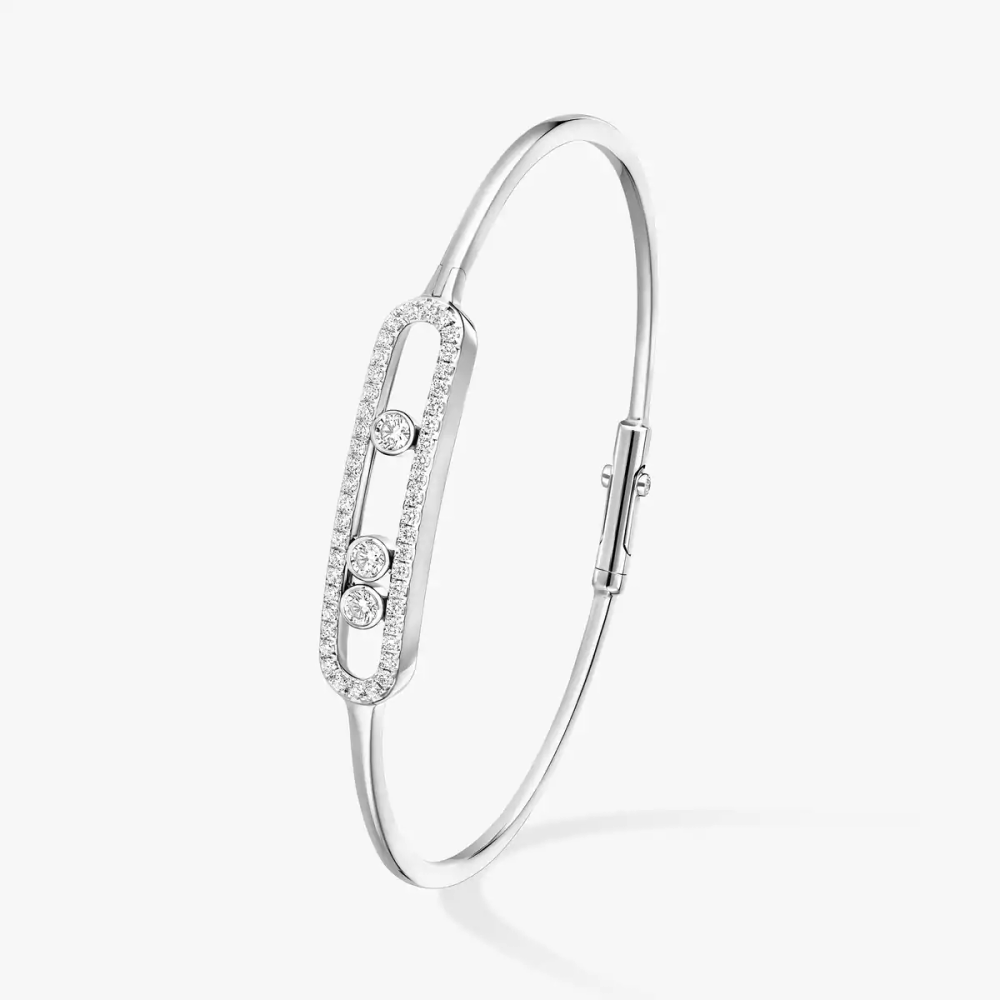Jonc Move Pavé Bracelet Diamant Or Blanc