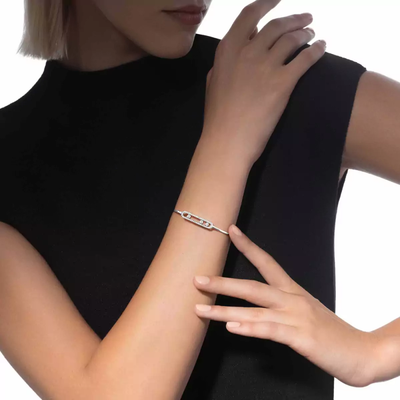 Jonc Move Pavé Bracelet Diamant Or Blanc