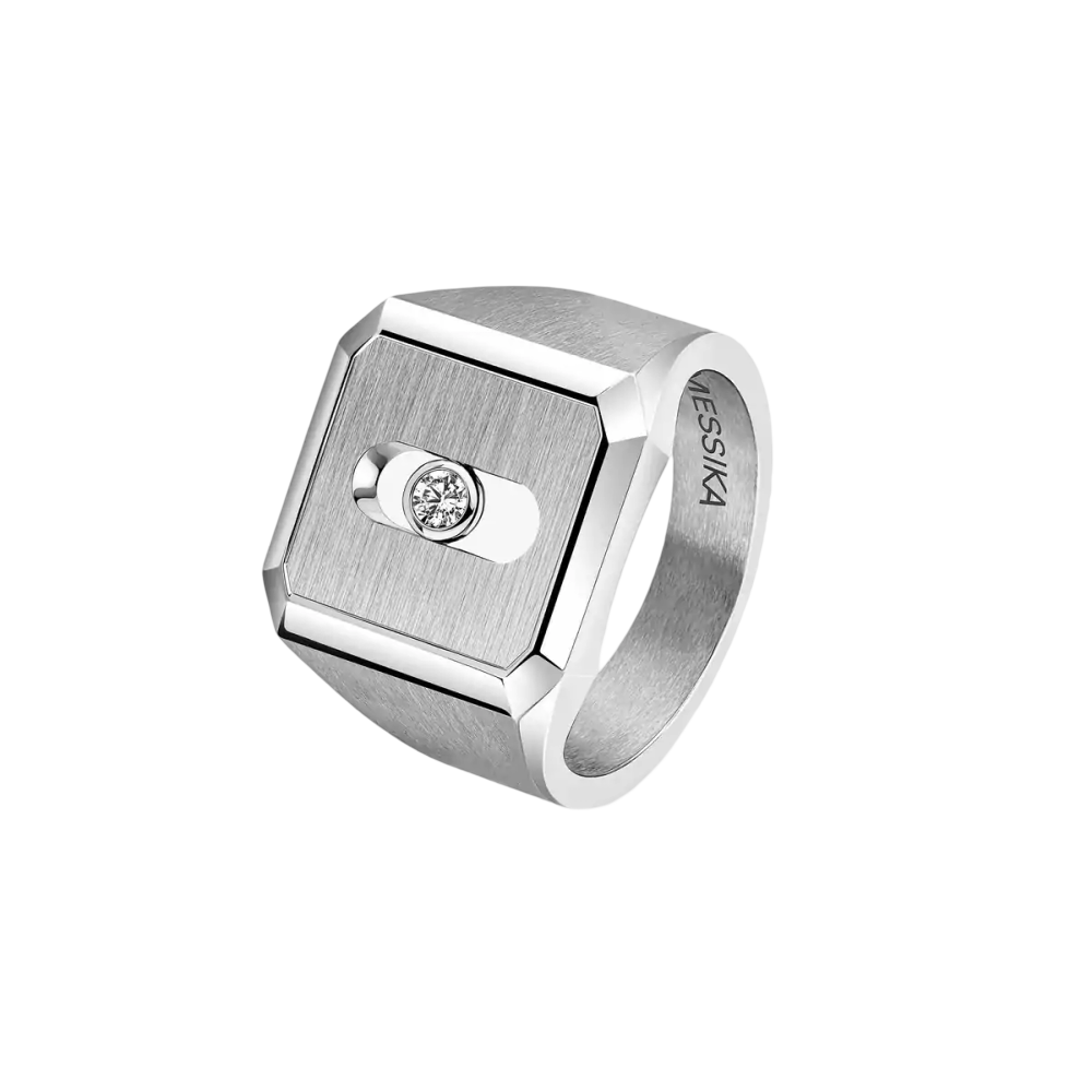 Move Titanium Natural Signet Ring Natural Titanium Diamond Ring