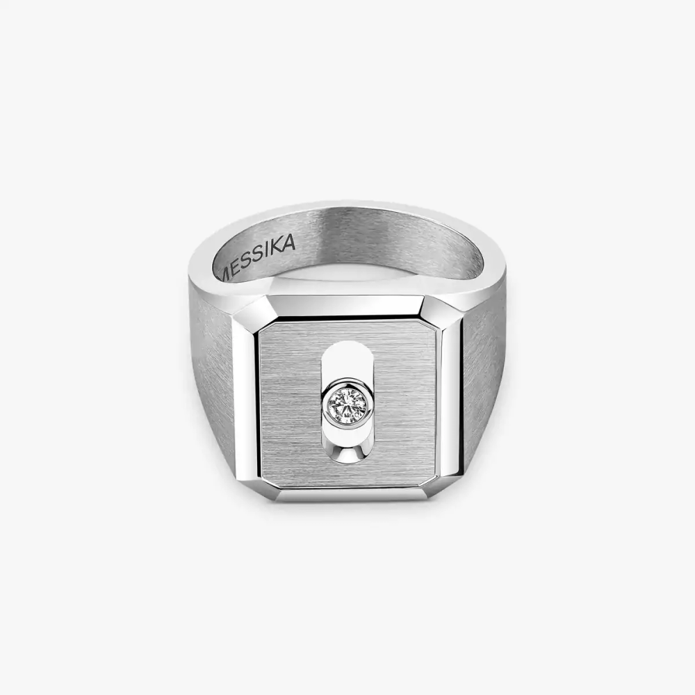 Move Titanium Natural Signet Ring Natural Titanium Diamond Ring