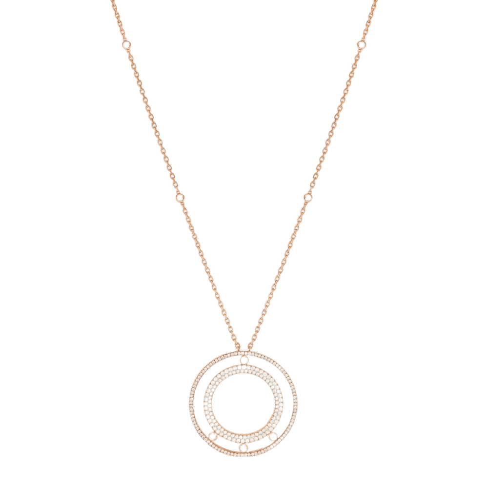 Move Romane Long Diamond Pavé Necklace Pink Gold Diamond Necklace