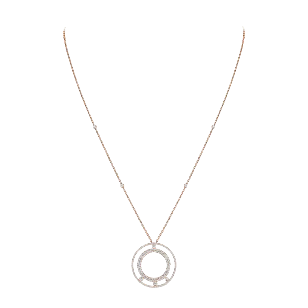 Collier Long Move Romane Pavé Collier Diamant Or Rose