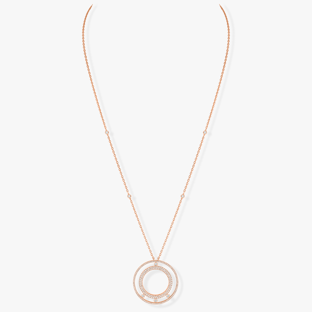 Move Romane Long Diamond Pavé Necklace Pink Gold Diamond Necklace