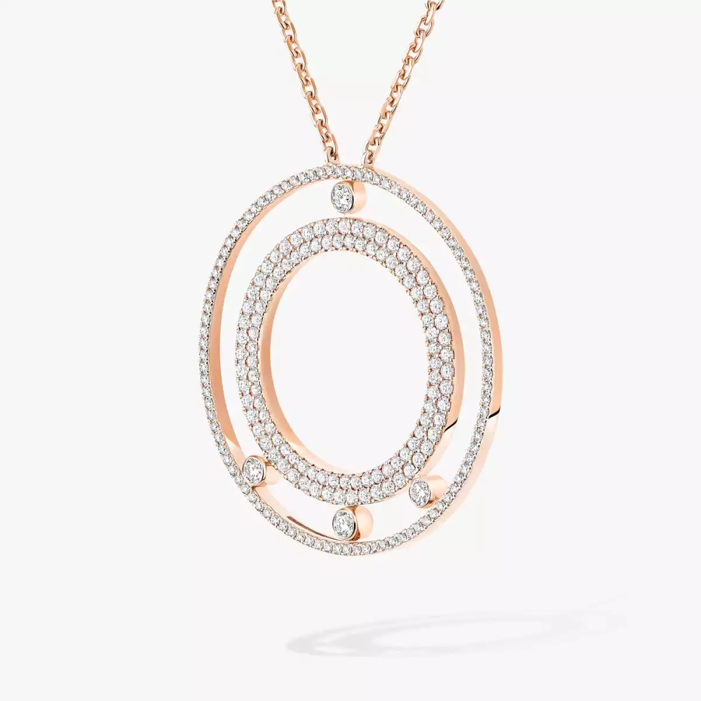 Collier Long Move Romane Pavé Collier Diamant Or Rose
