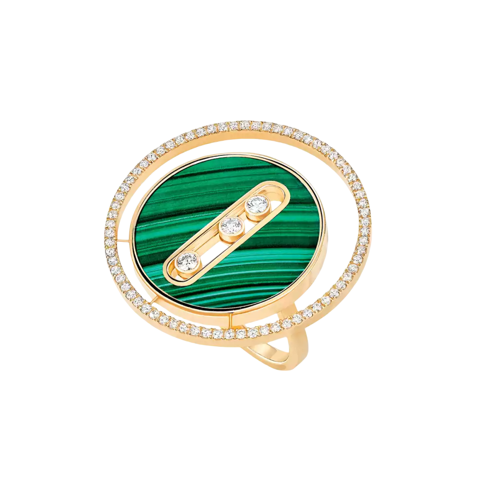 Lucky Move GM Malachite Bague Diamant Or Jaune
