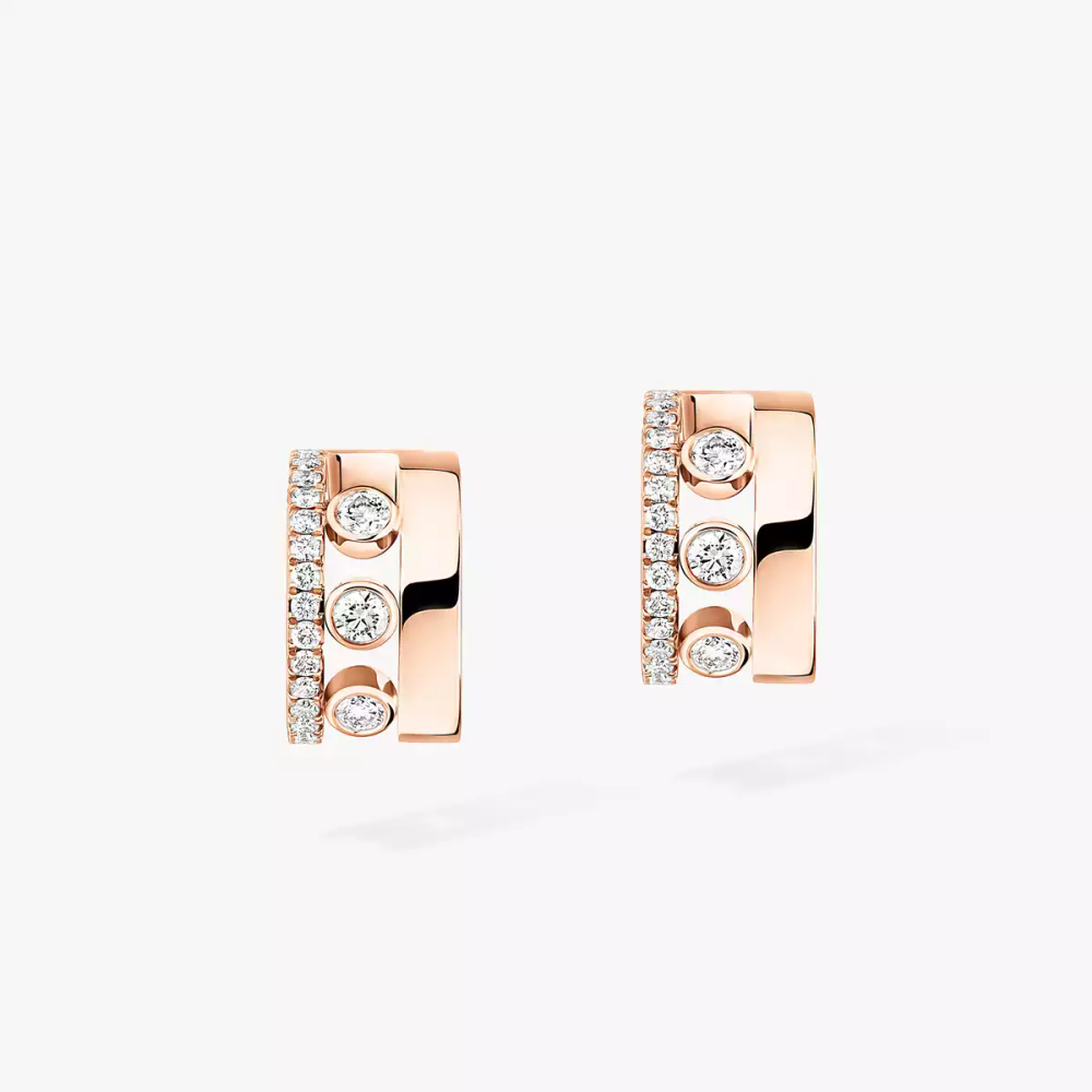Mini Créoles Move Romane Boucles d'oreilles Diamant Or Rose