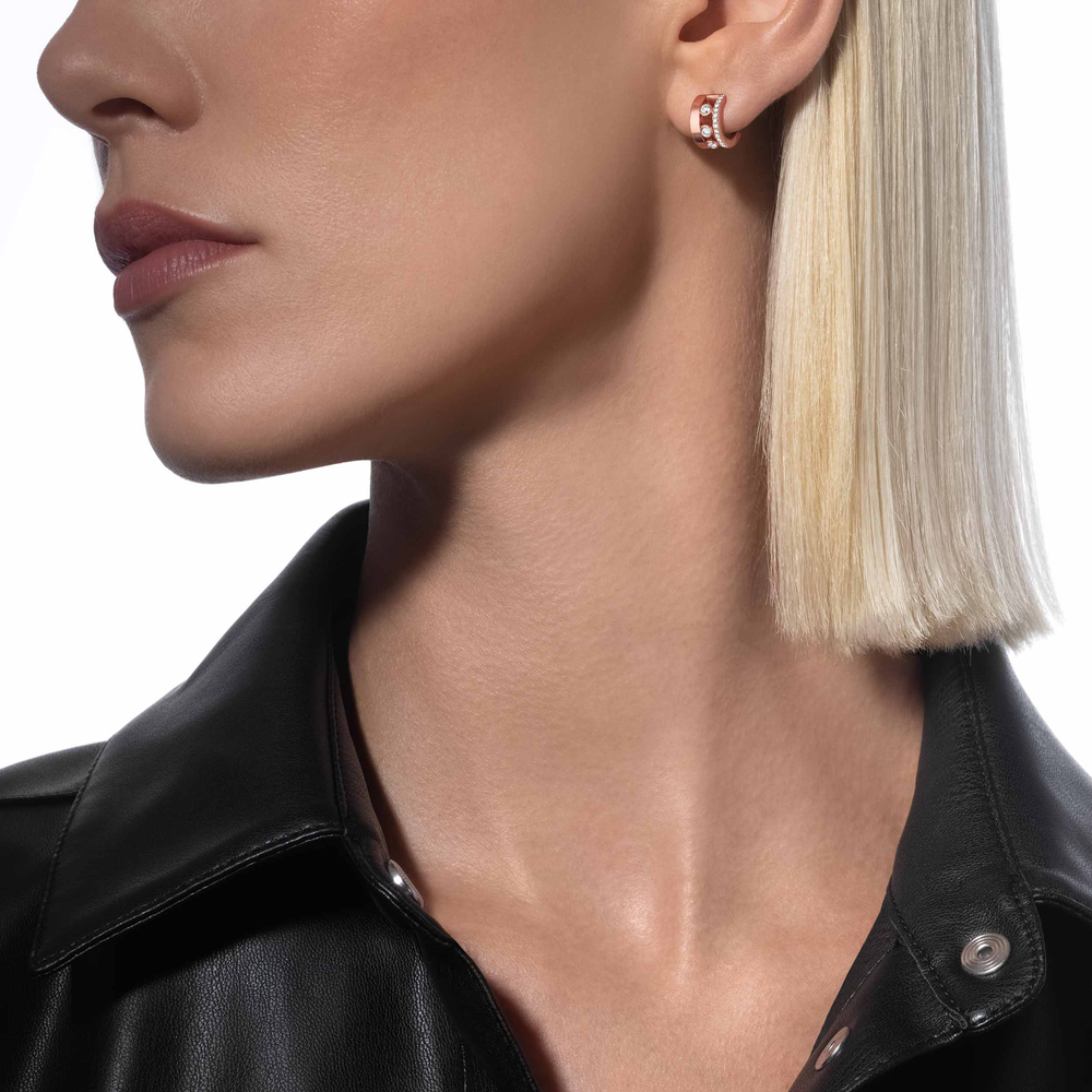 Move Romane Mini Hoops Pink Gold Diamond Earrings