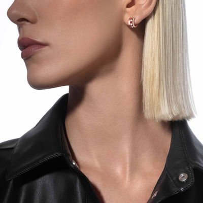 Move Romane Mini Hoops Pink Gold Diamond Earrings