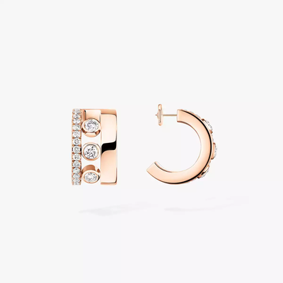 Mini Créoles Move Romane Boucles d'oreilles Diamant Or Rose