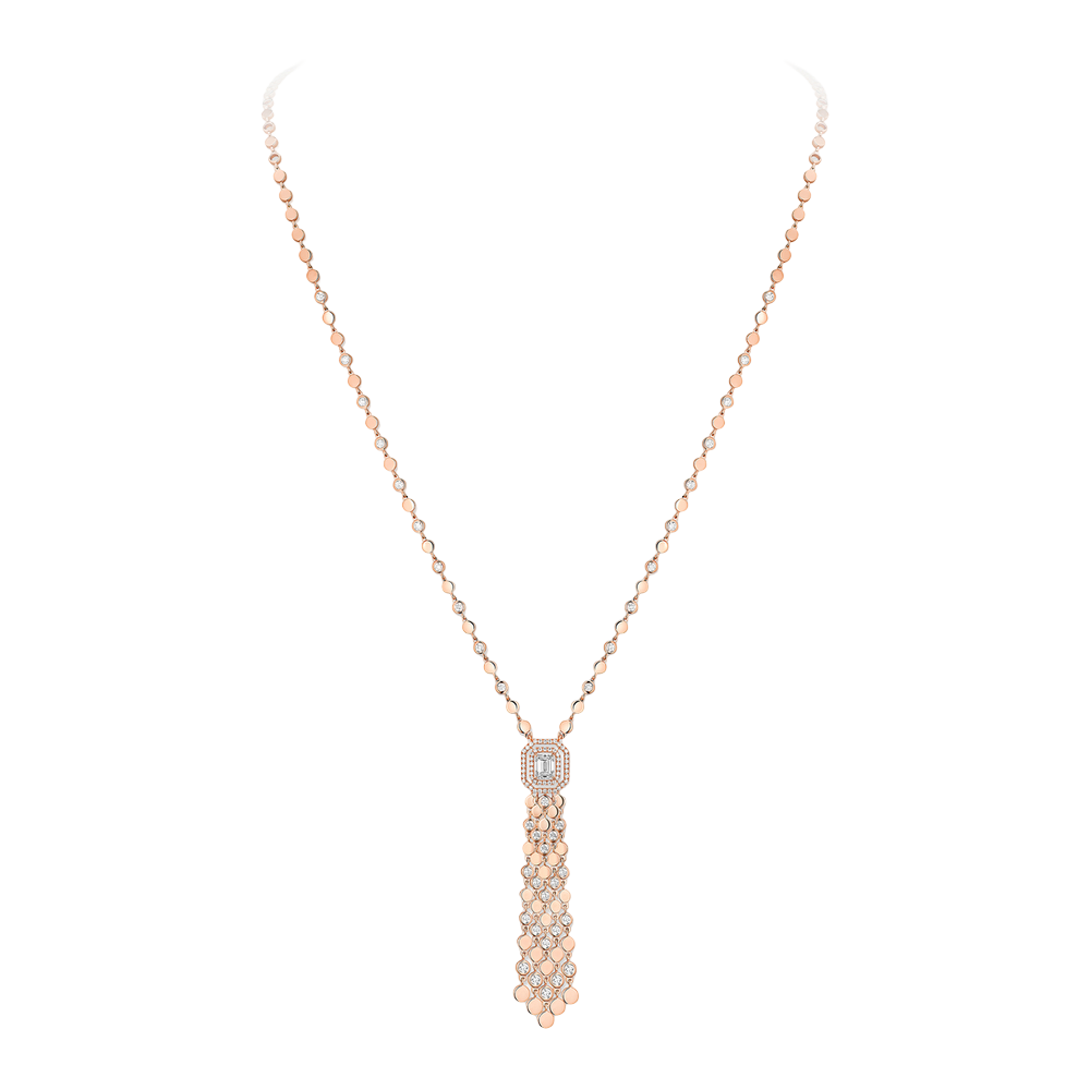D-Vibes Tassel Pink Gold Diamond Necklace