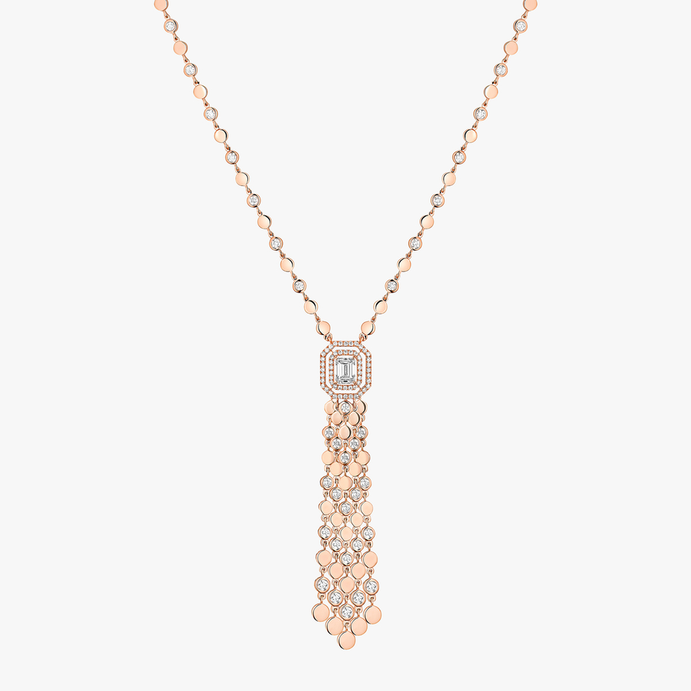 D-Vibes Tassel Pink Gold Diamond Necklace