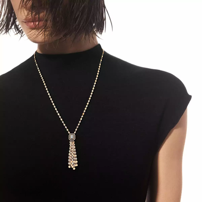 D-Vibes Tassel Pink Gold Diamond Necklace
