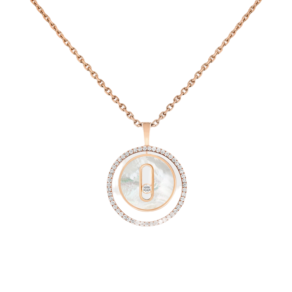 White Mother-of-Pearl Lucky Move SM Necklace Pink Gold Diamond Necklace