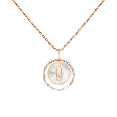 White Mother-of-Pearl Lucky Move SM Necklace Pink Gold Diamond Necklace