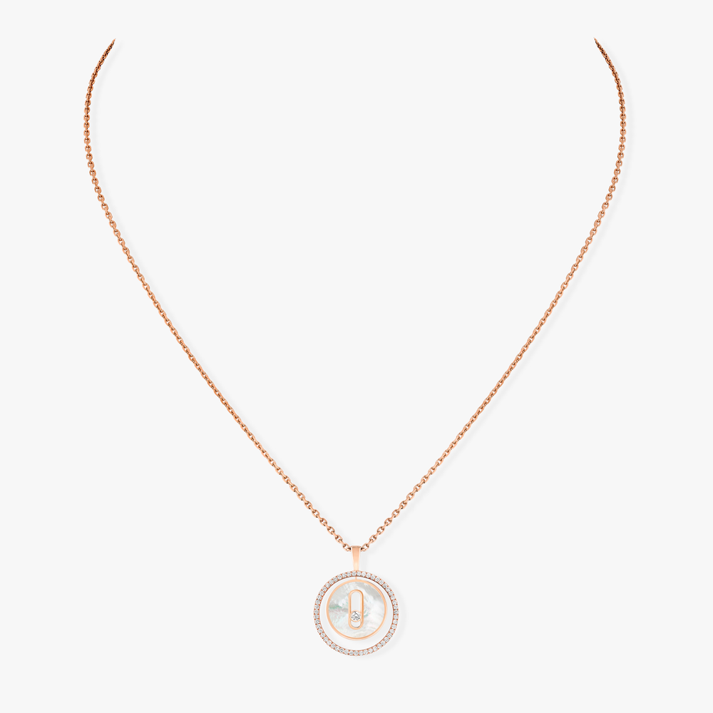 White Mother-of-Pearl Lucky Move SM Necklace Pink Gold Diamond Necklace