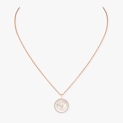 White Mother-of-Pearl Lucky Move SM Necklace Pink Gold Diamond Necklace
