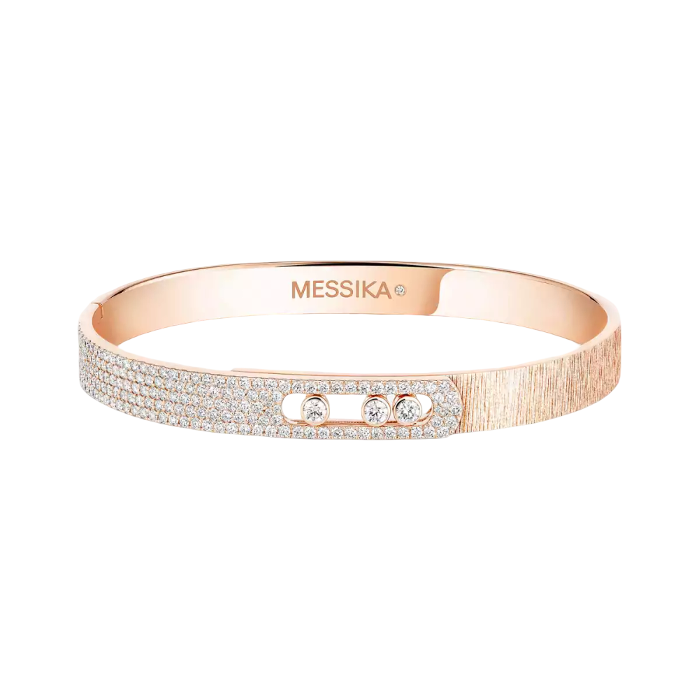 Bangle Move Noa Ciselé Semi-Pavé Bracelet Diamant Or Rose