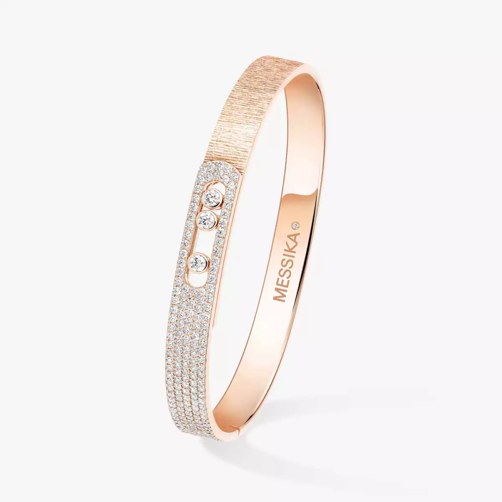 Bangle Move Noa Ciselé Semi-Pavé Bracelet Diamant Or Rose