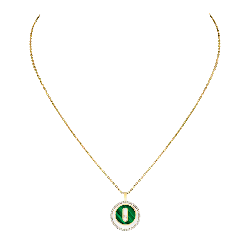 Lucky Move SM Malachite Necklace Yellow Gold Diamond Necklace